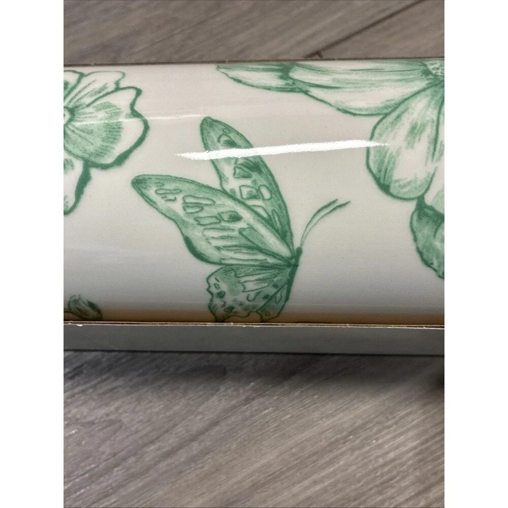 NEW-Pioneer Woman AGATHA Green Rolling Pin-Olivewood Handles-Butterflies